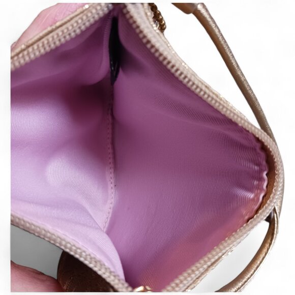 Coach Gold Metallic Leather Jacquard Gold Thread Monogram C Wristlet Clutch - Picture 5 of 8